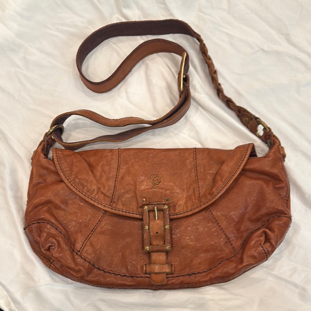 Lucky Brand Cognac Brown Leather Crossbody Bag